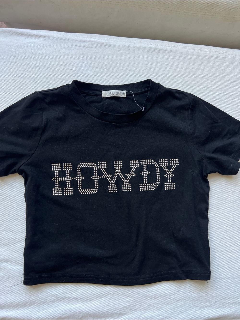 12th Tribe Black Studded HOWDY Crop Top
